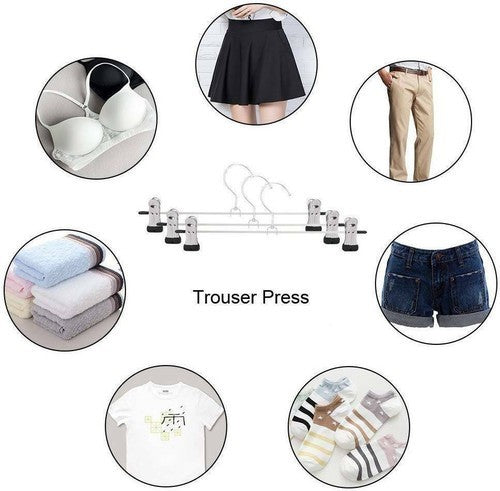 20-Strong Metal Clips Hangers Chrome Clothes Coat Trouser Skirt Non-slip Rack