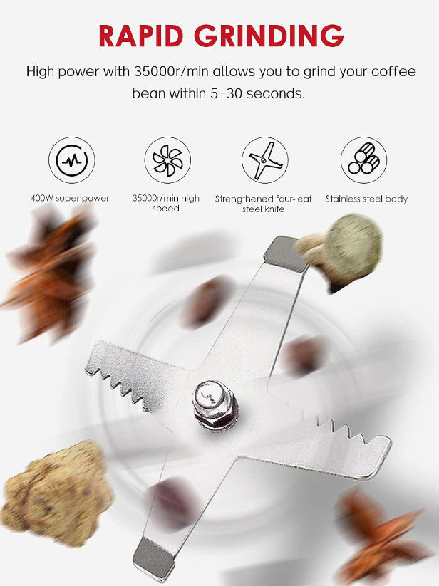 400W Electric Coffee Grinder Grinding Milling Bean Nut Spice Matte Blade Blender