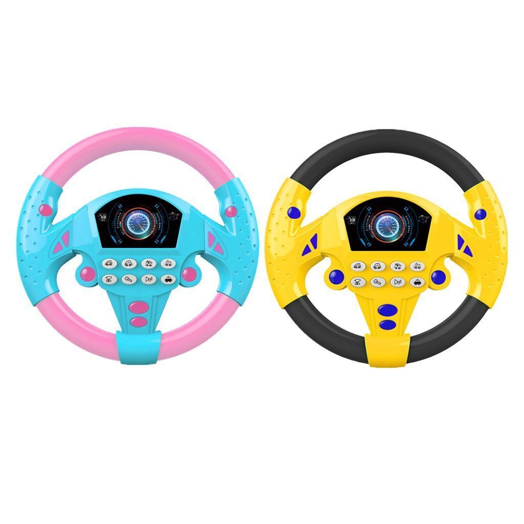 Kids Simulation Steering Wheel Toy Flash Lights Music Sound Car Seat Activity