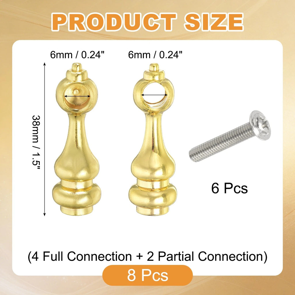 6 Pcs Metal Gallery Rail Posts, Shelf Rail Connectors with Screws, Gold