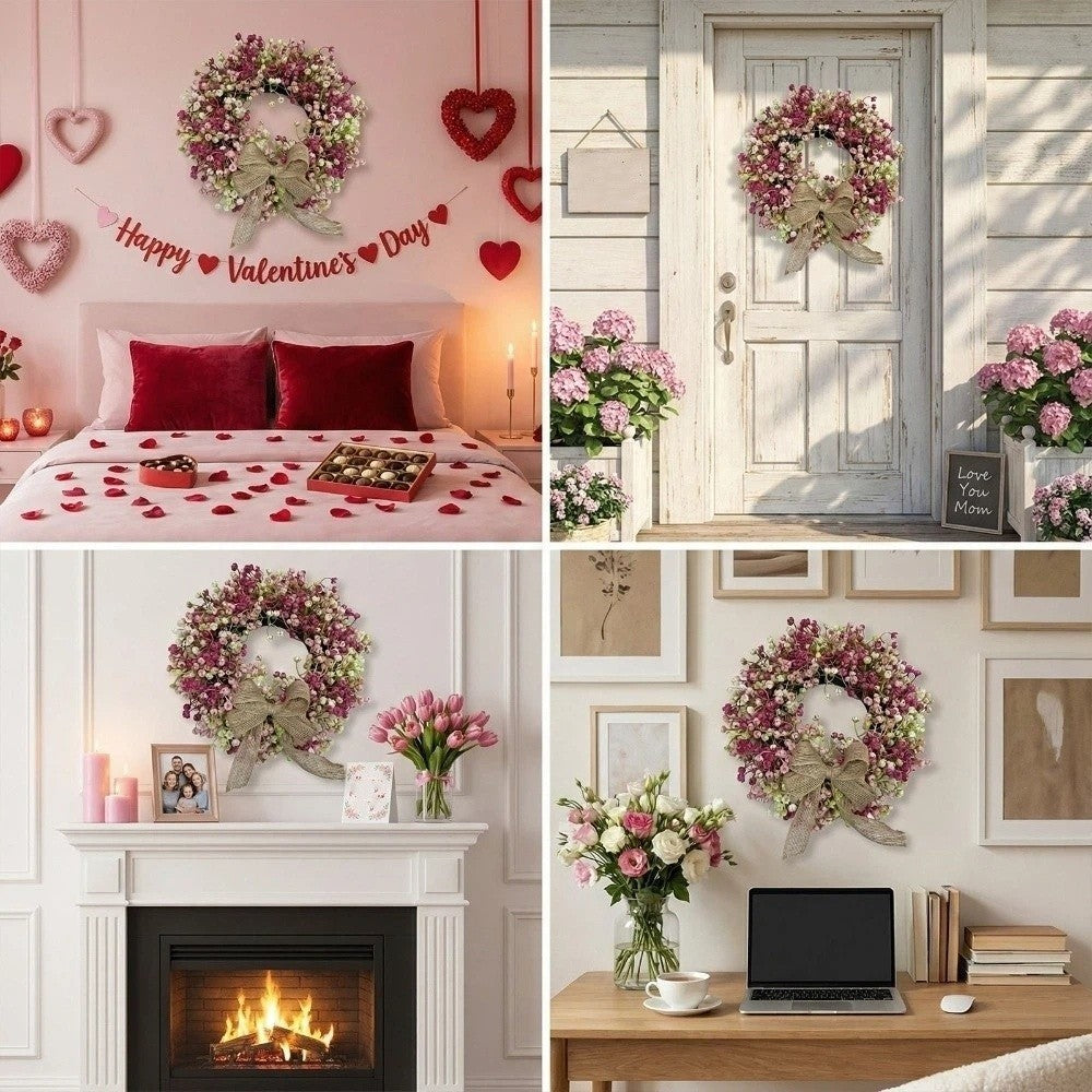Colorful Eucalyptus Wreath Round Artificial Flower Wreath Door Hanging Wreath