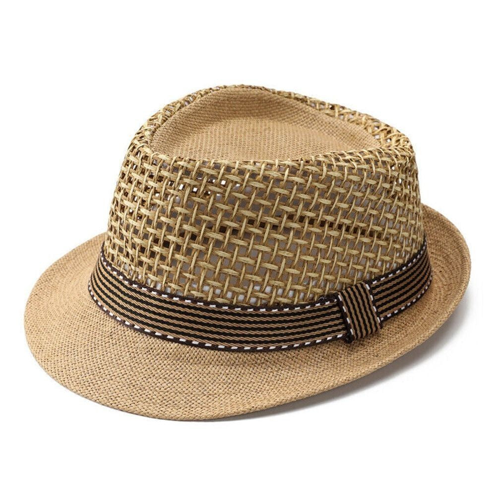 Summer Straw Fedora Hat Trilby Cuban Sun Cap Panama Short Brim Floral Hat New