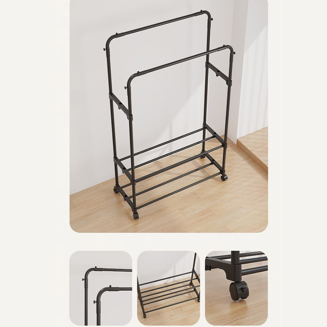 Heavy Duty Double Clothes Rail Hanging Rack Garment Display Stand Shoes Storage