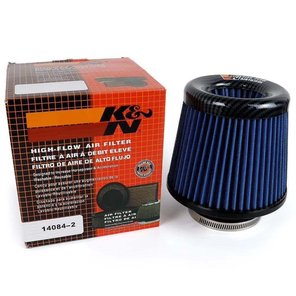 BLUE K&N 3inch 76mm Super Power Air Filter High Flow Performance Intake Cleaner