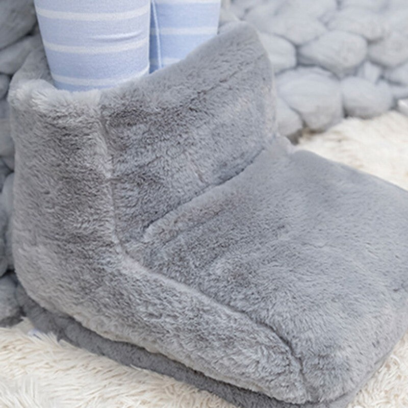Unisex Electric Heated Foot Warmer Winter Home Office Plush Feet Warming Boot