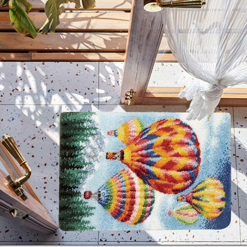 DIY Hot Air Balloon Latch Hook Rug Kit 1 Set Carpet Embroidery Craft for Home