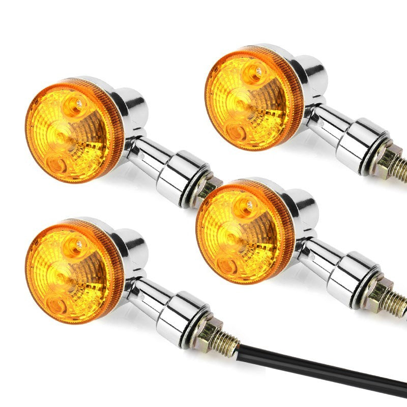 4x Motorcycle Turn Signal Blinker Indicator Light Amber Chrome Bullet Bulbs 12V