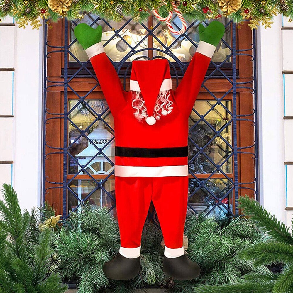 Christmas Outdoor Window Decoration 42" Climbing Hanging Santa Claus Xmas Props
