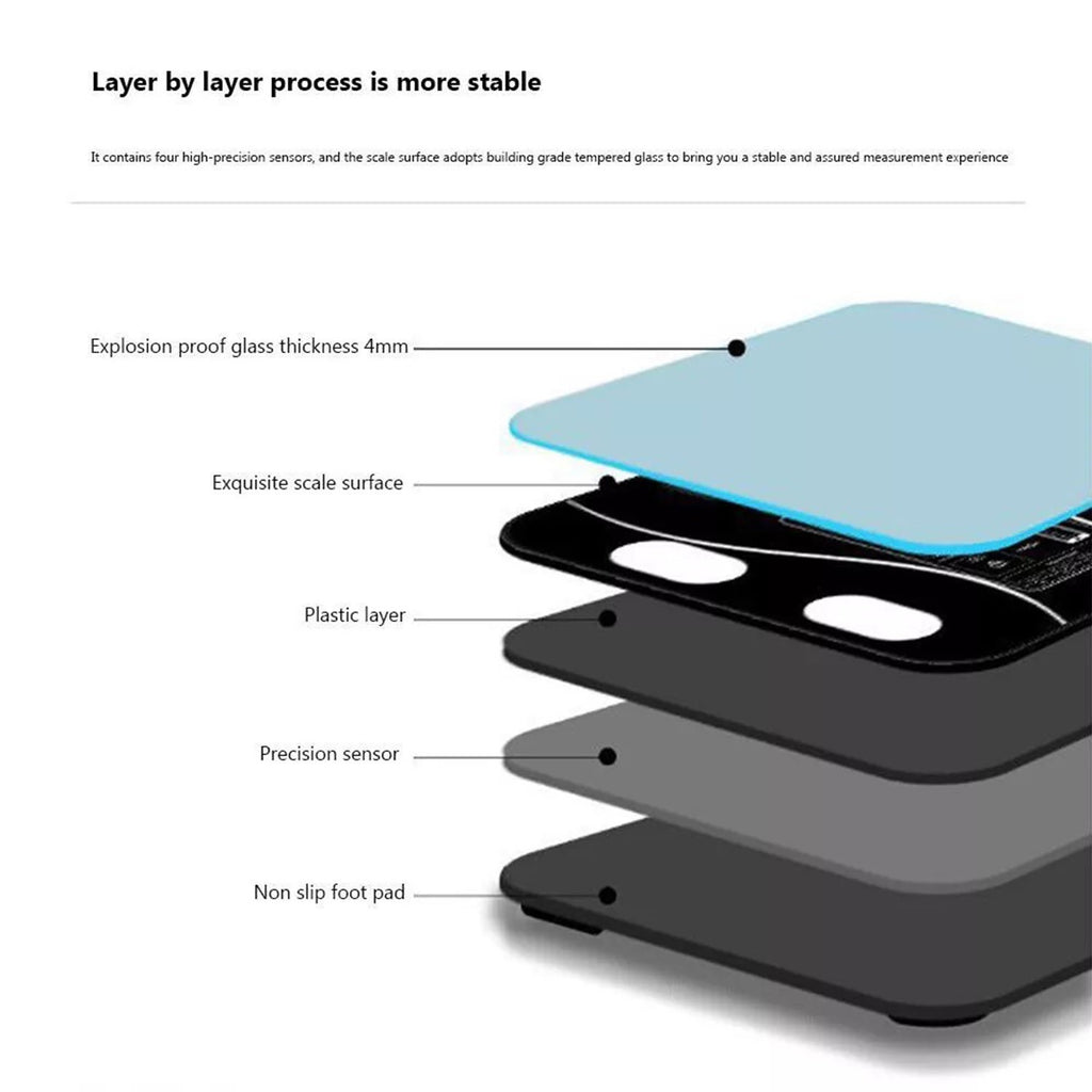 Bathroom Digital Scales 180KG Body Weight Weighing Scale LCD Electronic UK