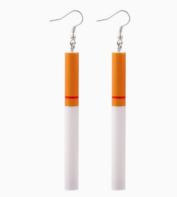 Cigarette Shape 2 Pair Fashion Earrings Creative Unique Ear Decoration