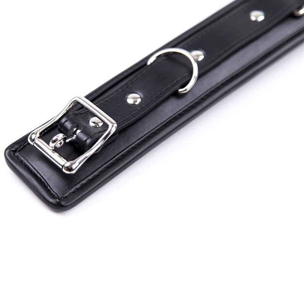 PU Leather Padded Neck Collar Chocker With Leash Chain Slave Game Bondage BDSM