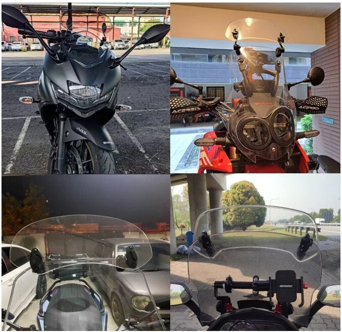 Motorbike Motorcycle Clip On Windshield Wind Screen Deflector Extension Spoiler