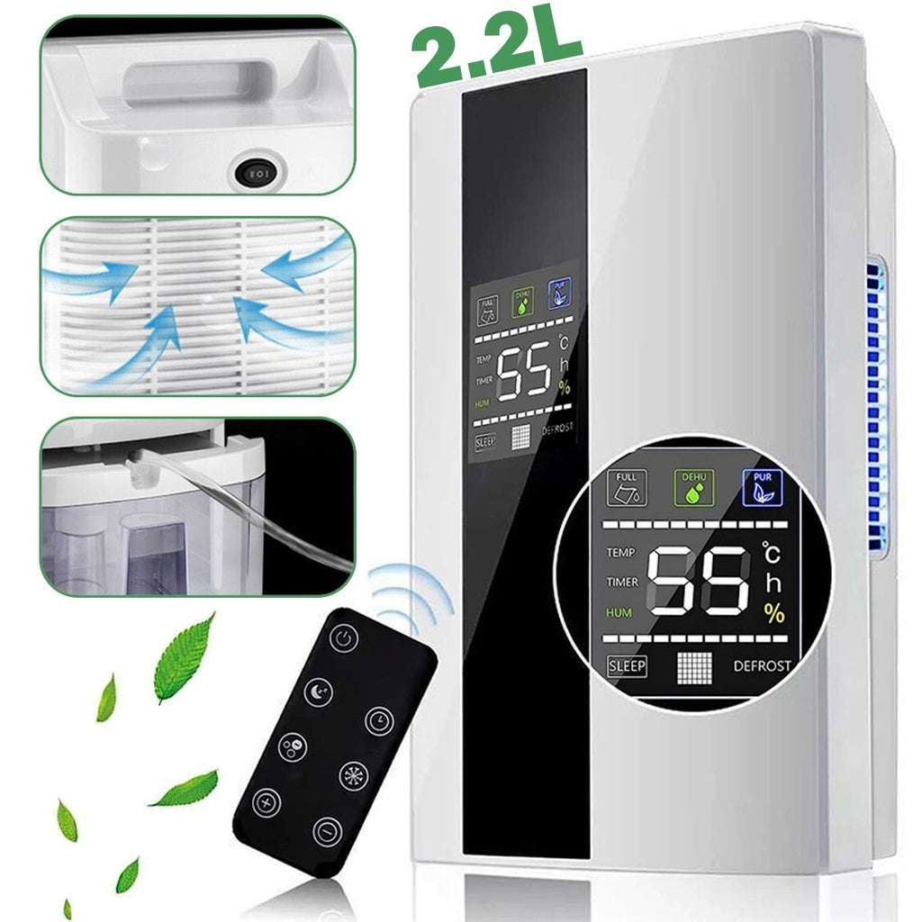 2.2L Large Dehumidifier Portable Quiet Home Air Dryer for Mould Moisture Damp