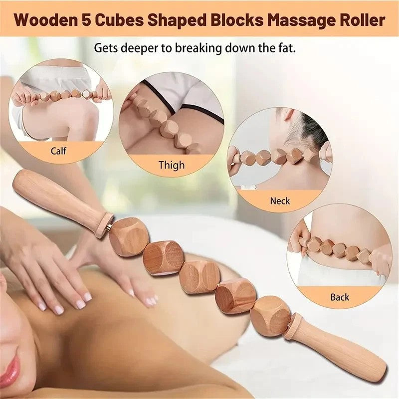 6X Wood Therapy Massage Tools Wooden Massager Maderoterapia Kit Muscle Relax