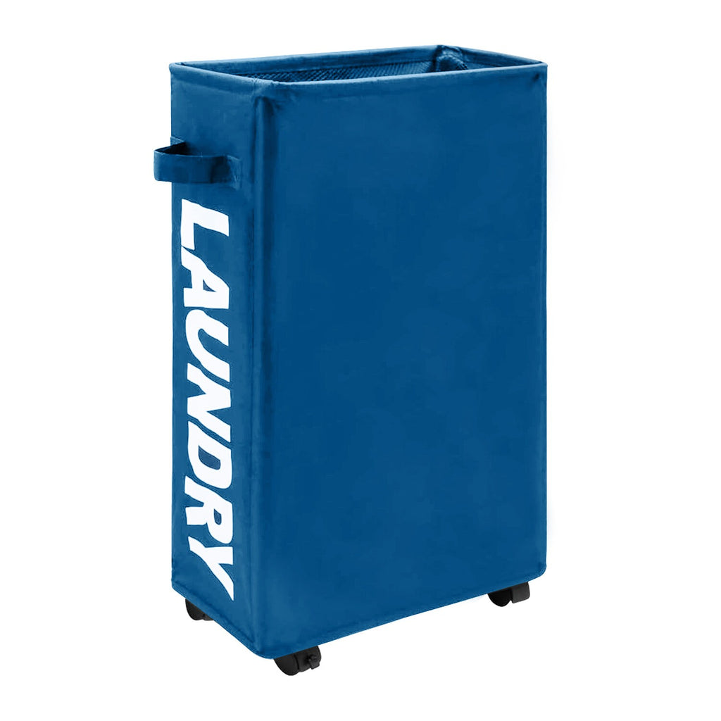 42L Water Resistant Laundry Basket w/Rolling Slim Wheels Foldable Washing Hamper