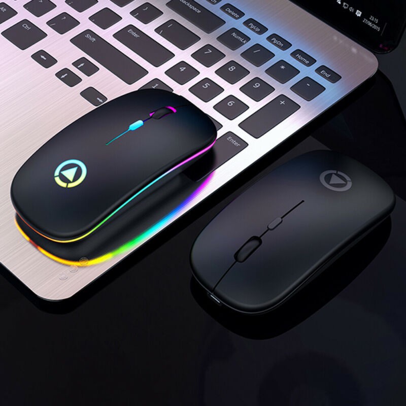 Slim Rechargeable Bluetooth/ USB Wireless RGB Mouse for Tablet PC Andoid iPad