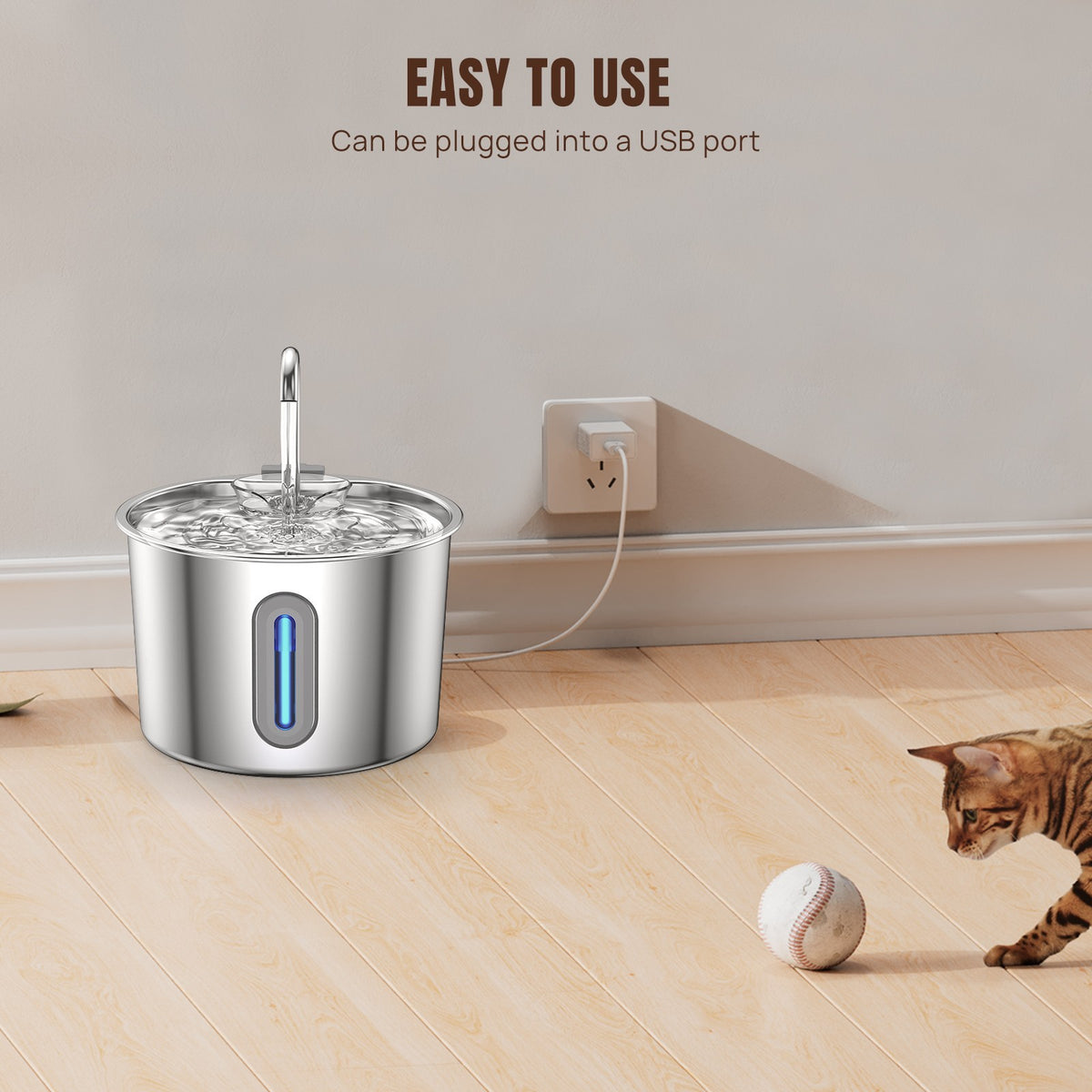 Pet Water Fountain 2.2L Automatic Dog Drinking Fountain Filtered Cat Water Bowl
