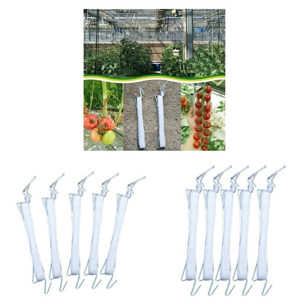 20/100pcs Tomato Support Hooks Set Plant Climbing J Hook with 33ft Twine
