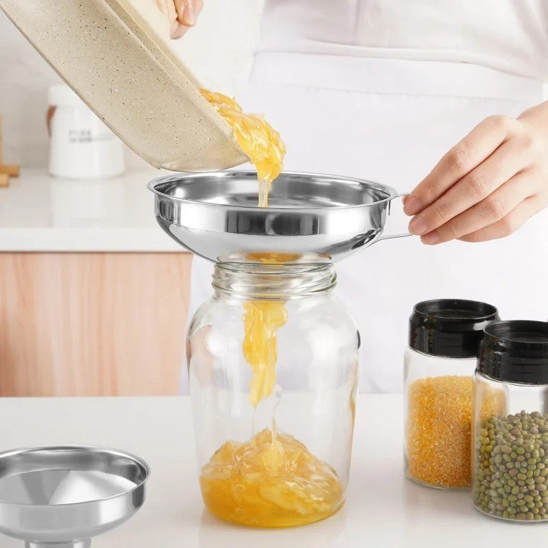 Stainless Steel Jam Jar Funnel Wide Mouth Liquid Funnel Baking Funnel