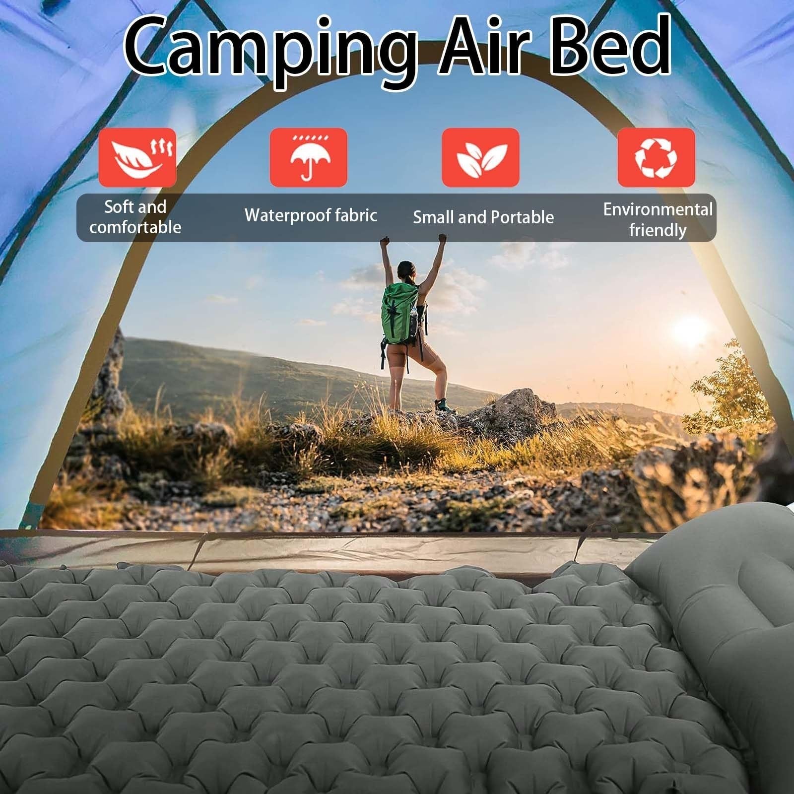 Inflatable Mat Camping Sleeping Self Inflating Air Bed Mattress built in Pump UK
