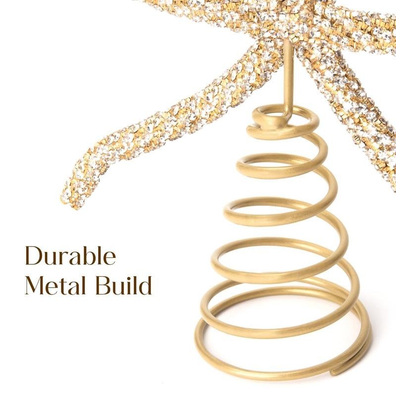 Christmas Tree Topper Bow, Gold Glass Rhinestone Bow Tree Topper Christmas Decor
