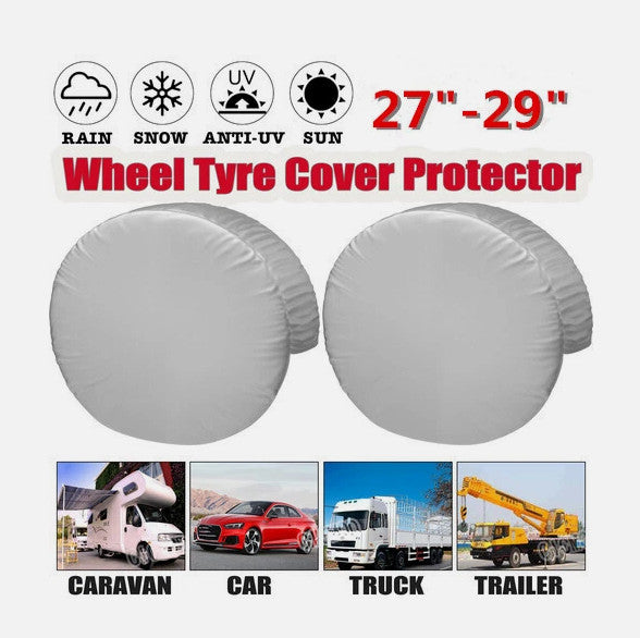 2x Wheel Tyre Covers Waterproof Trailer Camper Van Truck Sun Protector 27-29" UK