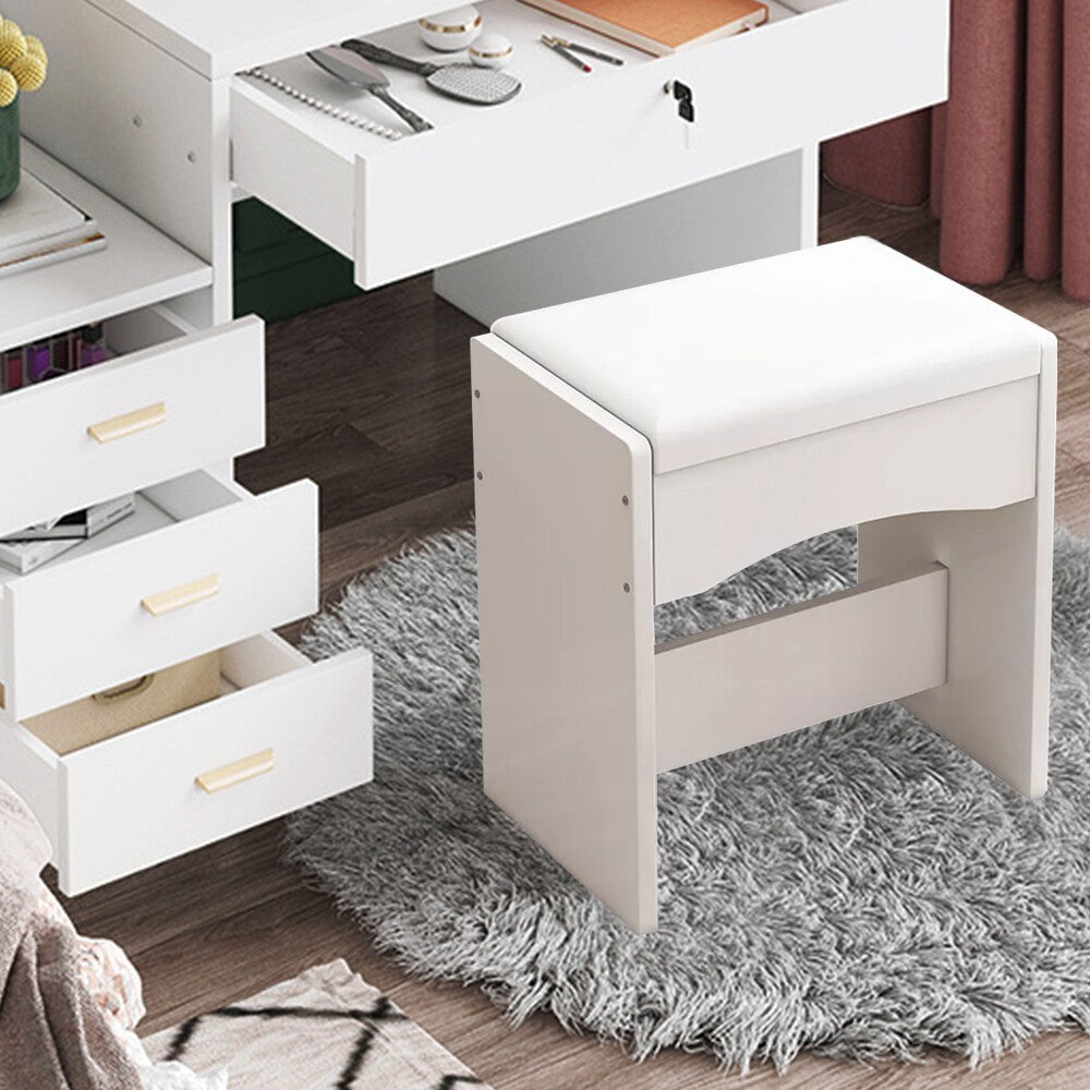 Mondeer White Dressing Table Stool Makeup Chair Soft Padded Cushion Piano Seat