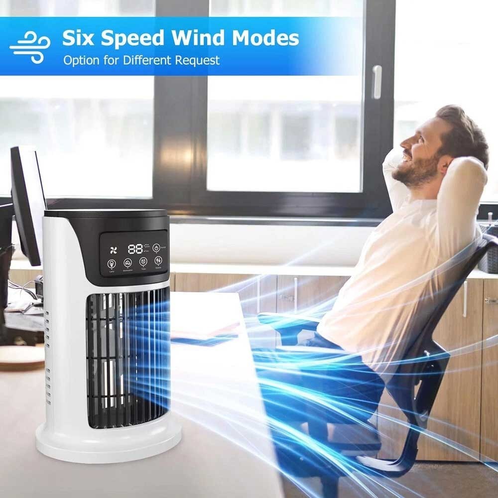 6-Speeds Portable Air Cooler Fan 300ML Tank Ice Cold Cooling Conditioner UK