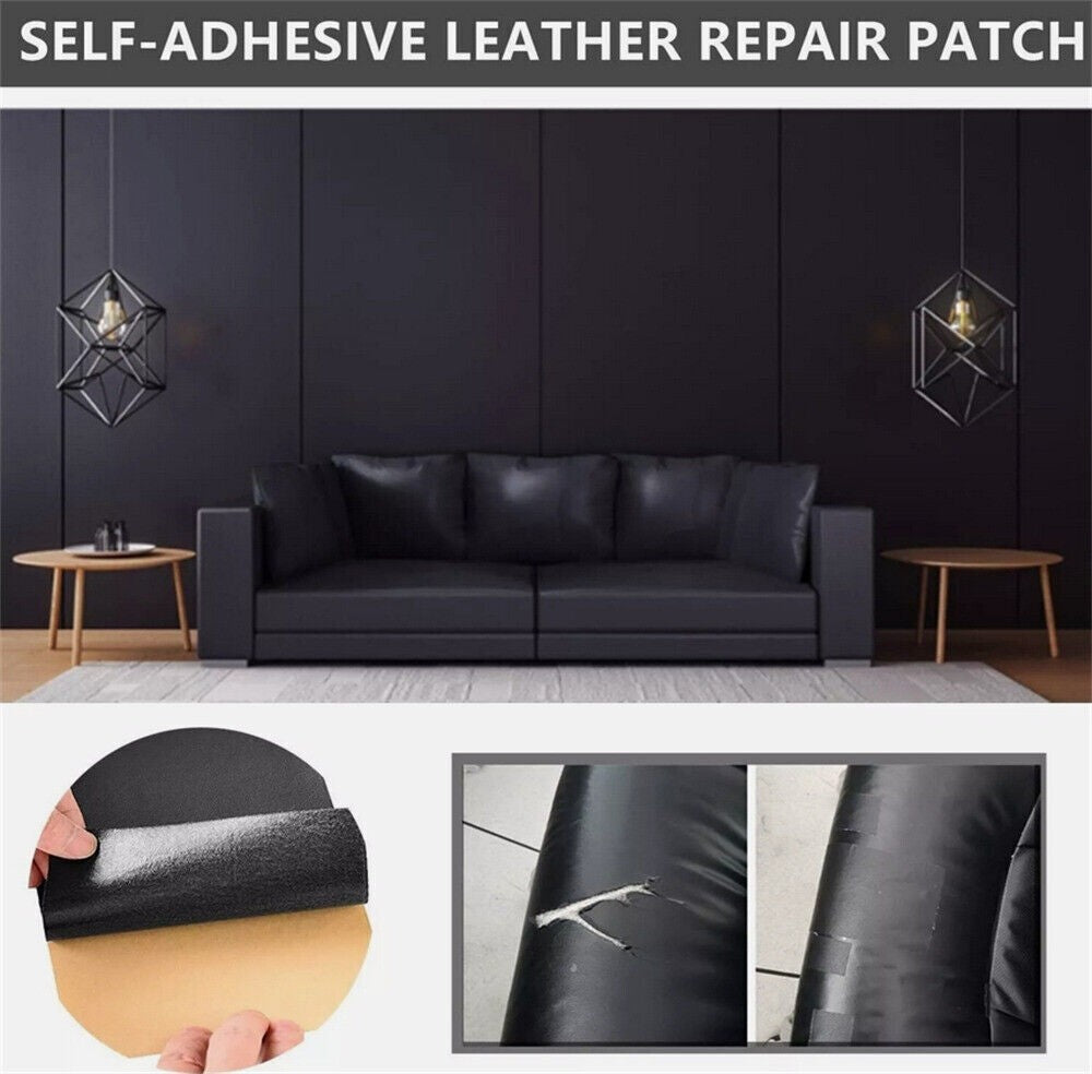 Leather Vinyl Repair Kit Black Filler Restore Car Seat Couch Sofa Bus Patch Tape
