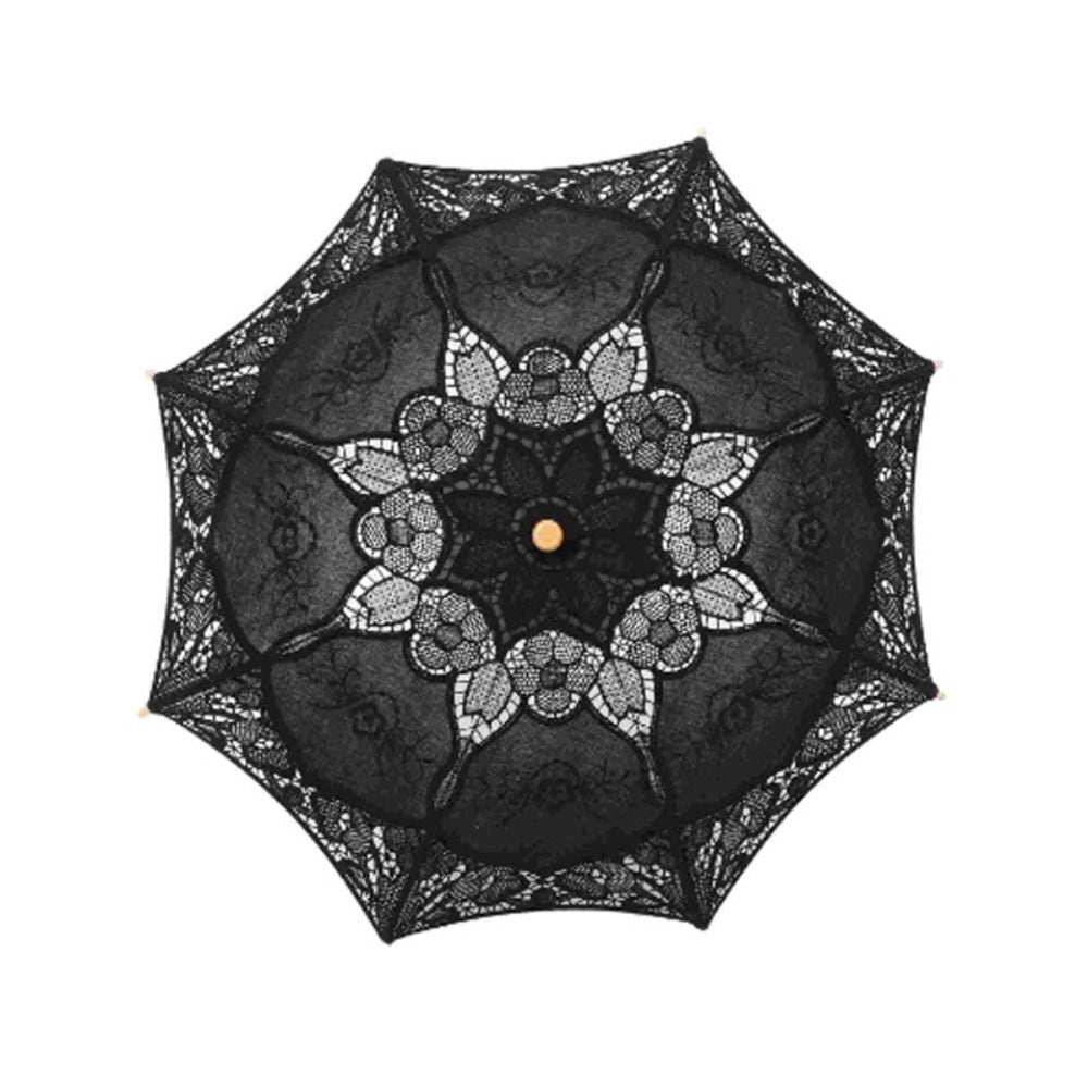 Wooden Handle Prop Umbrella Hollowed Parasol Umbrella  Women