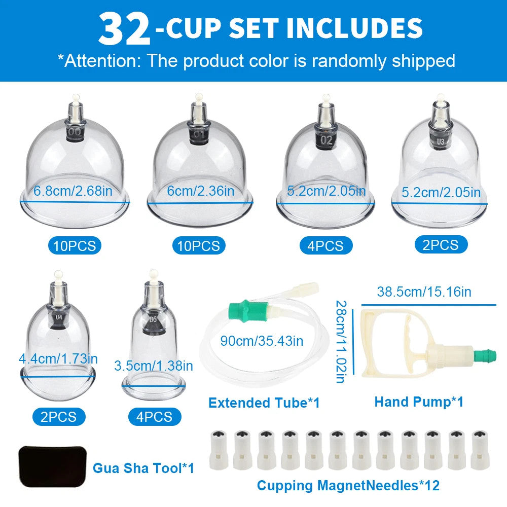 32PCS Cupping Vacuum Massage Cups Set Therapy Health Acupuncture Suction Magnet