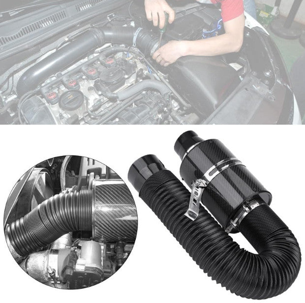 Universal Car Cold Air Filter Feed Enclosed Induction Intake Pipe Hose Kit UK