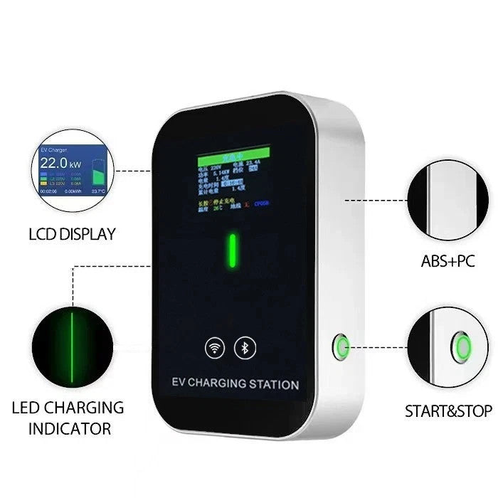 Car Charge Type 2 Electric Car Charging Station 32A 7KW EV Charger With 5M Cable