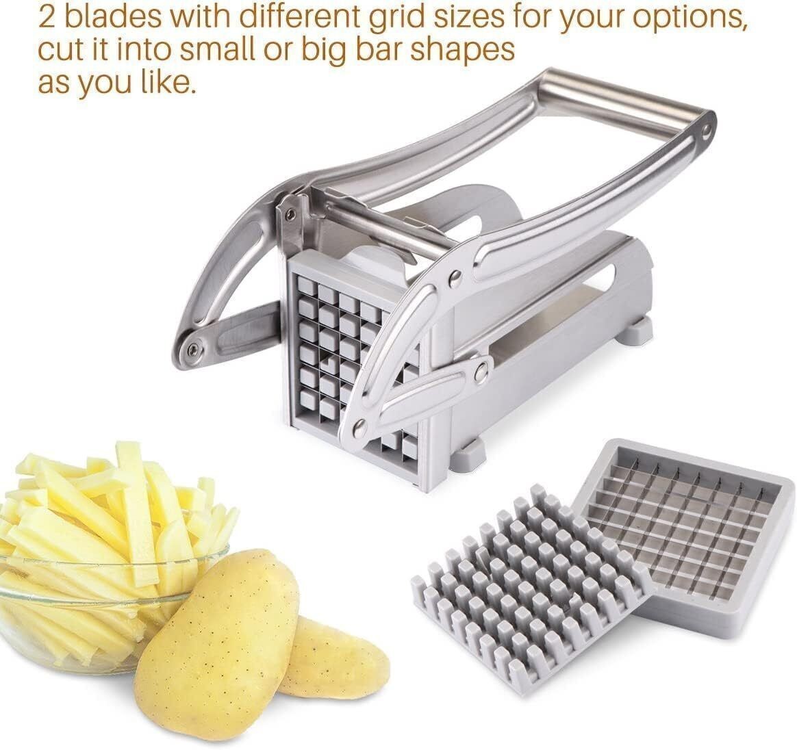 Potato Chipper & Cutter – French Fries Maker Slicer with 2 Steel Blade
