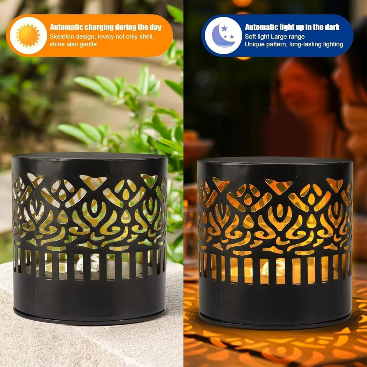 Solar*Mandala Wall Light Outdoor Garden Fence Projector Lamp Patio Ambient Decor