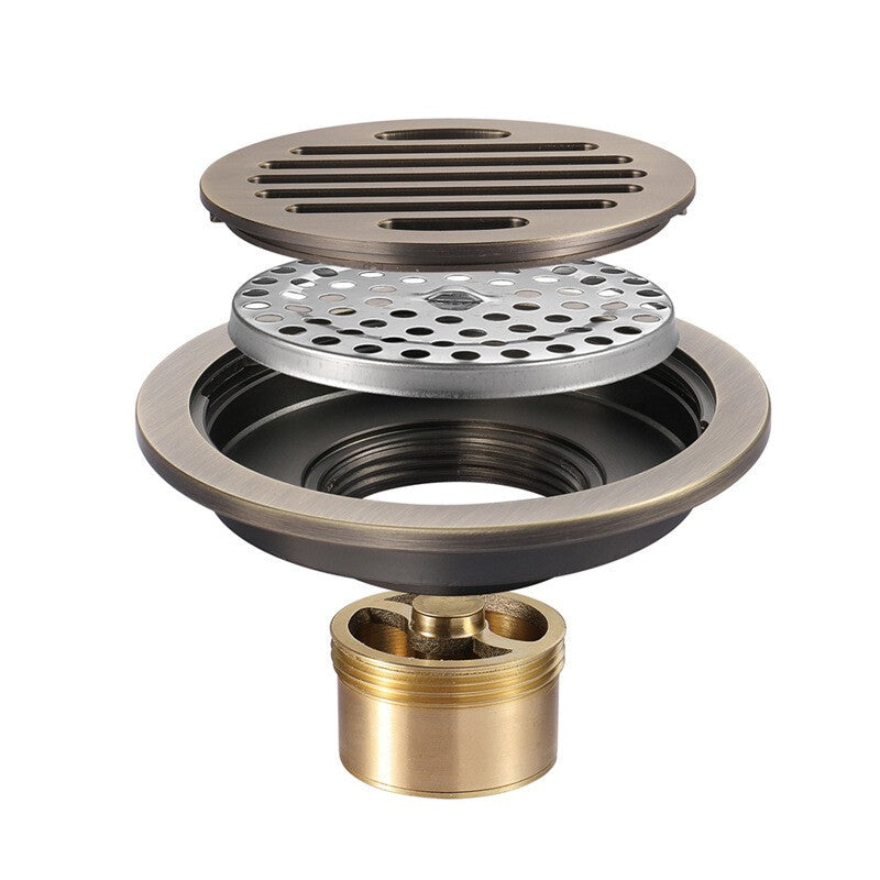 Antique Brass Round Waste Floor Mounted Drain Shower Bathroom Floor thread