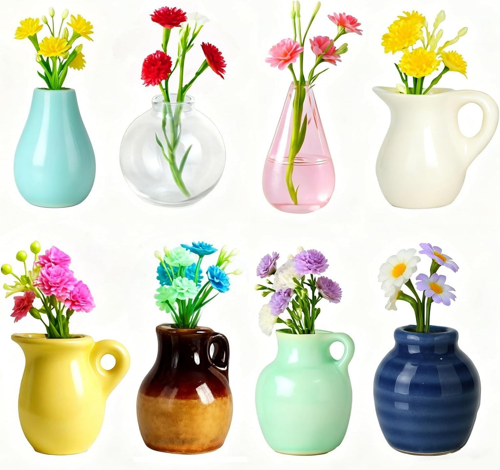 8Pcs Refrigerator Magnets Mini Ceramic Vase Fridge Magnet Vase Magnet for Fridge