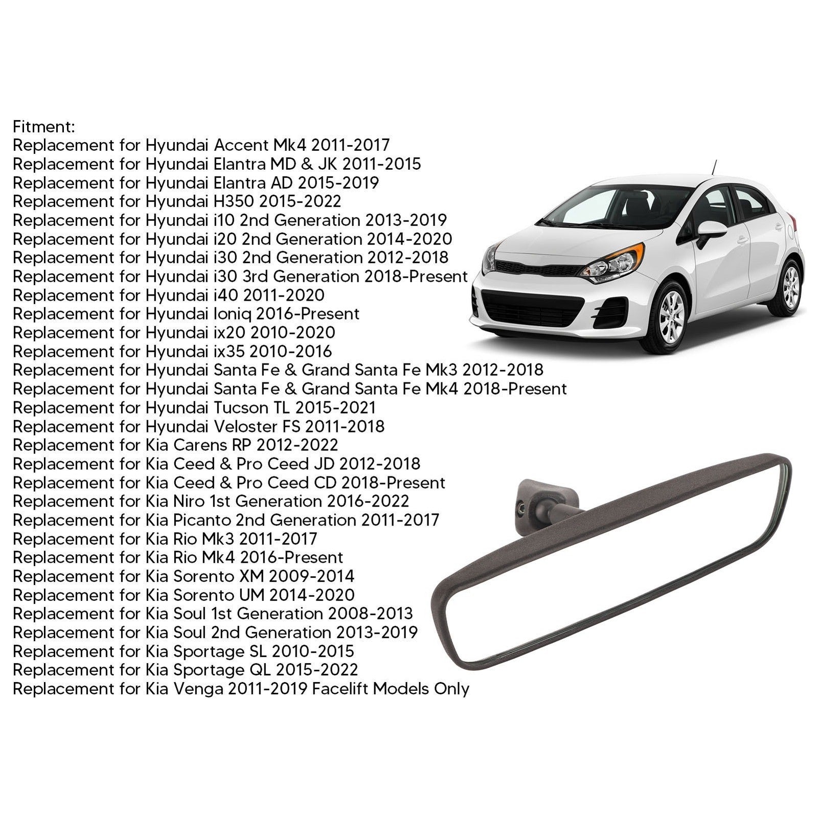 Inside Rear View Mirror 85101 3X100 Inner Rear View Mirror for Hyundai Accent Tu