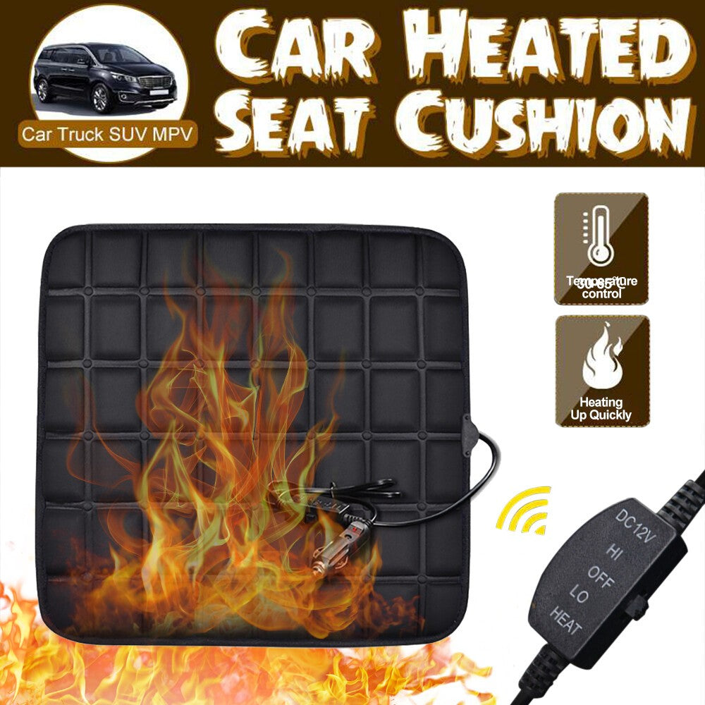 Universal Car Heated Seat Cushion Hot Cover Auto 12v Heater Warmer Pad Black