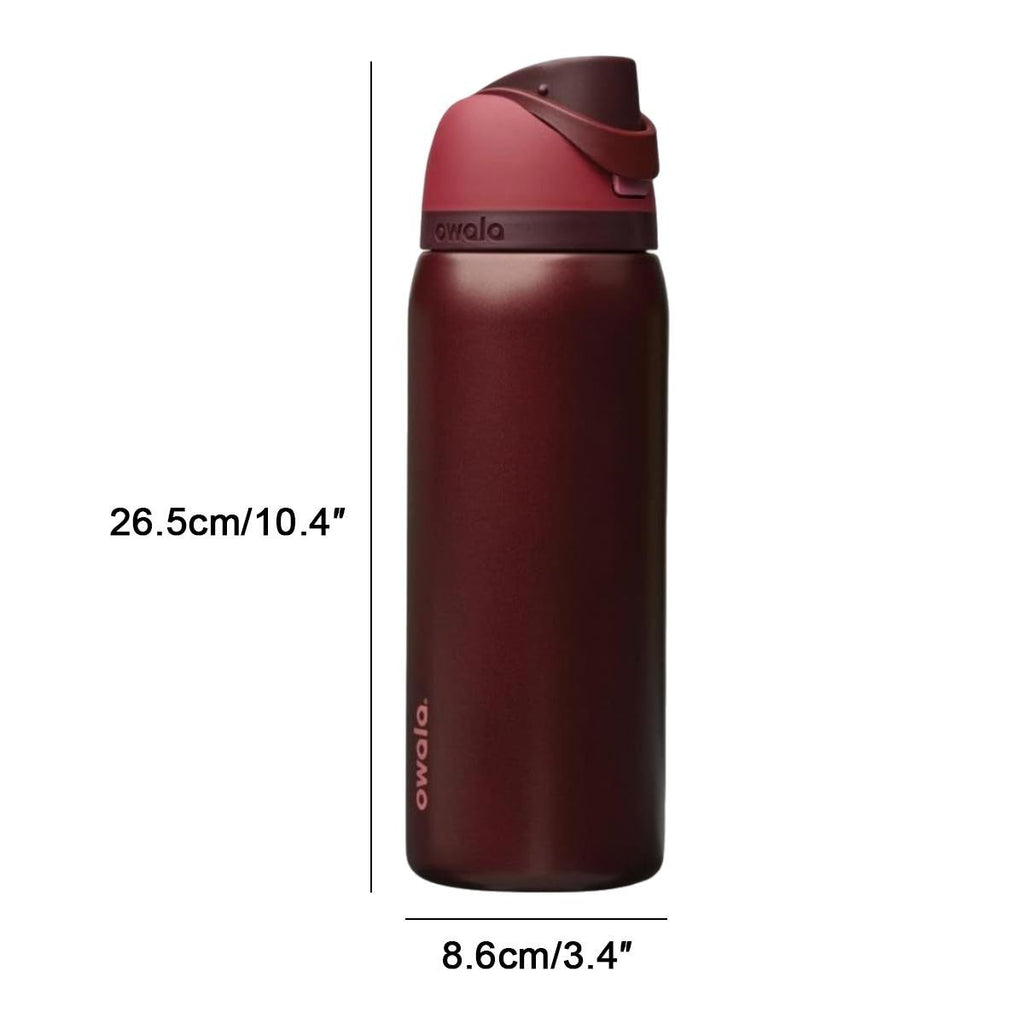 Stainless Steel Water Bottle Freesip 32oz Insulated- Black Cherry Portable