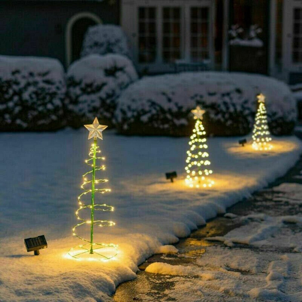 Solar Powered LED Christmas Tree Stake Star Light Outdoor Yard Garden Pathway