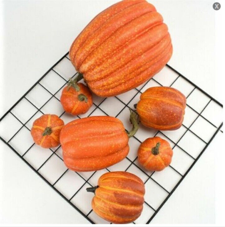 7PCS Artificial Assorted Pumpkins Mini Fake DIY Pumpkin Autumn Decorations UK