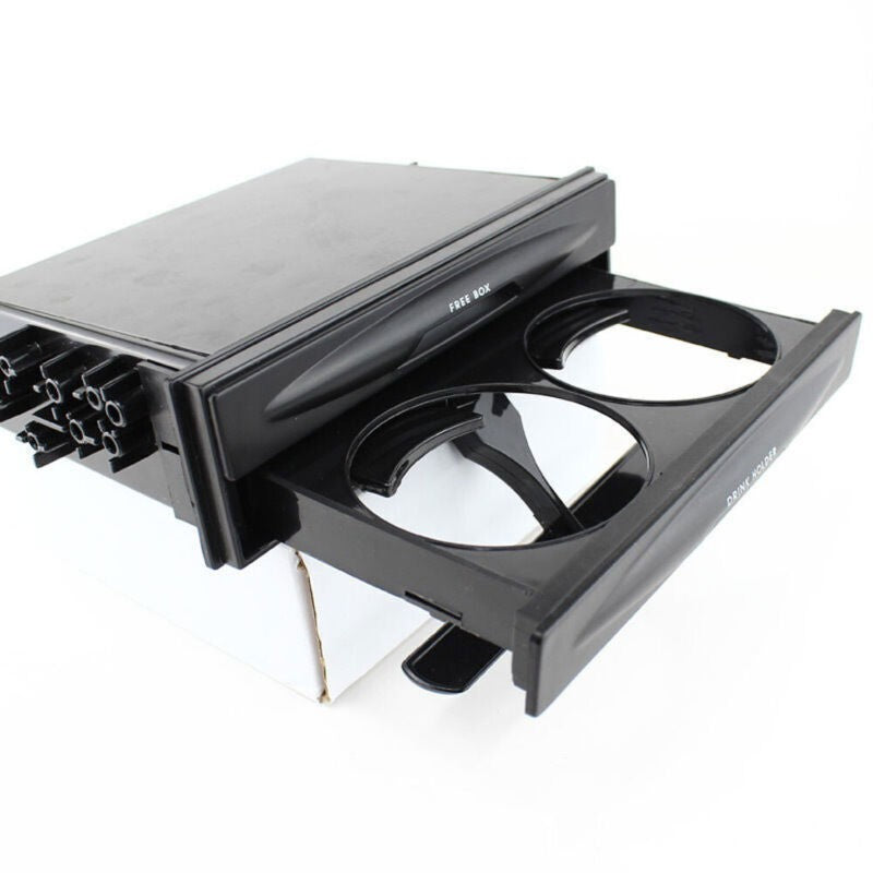 Universal Car Single Double Din Radio Pocket Kit W/Drink-Cup Holder Storage Box