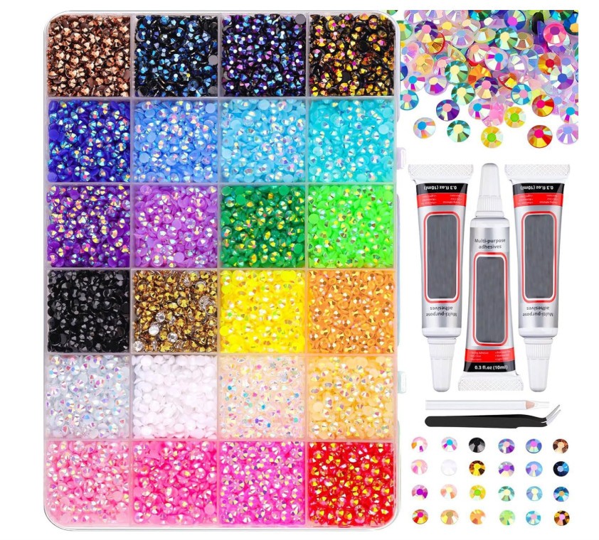 3mm Flatback Resin Nail Gems 24000PCS DIY Colorful Rhinestone Bedazzling Set