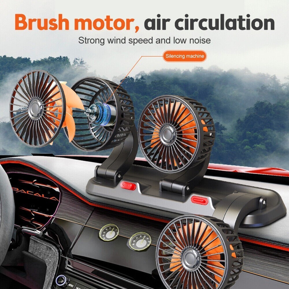 Summer Car Cooler Fan Interior 3-Head - Choose 5V-12V-24V Cigarette Lighter Plug