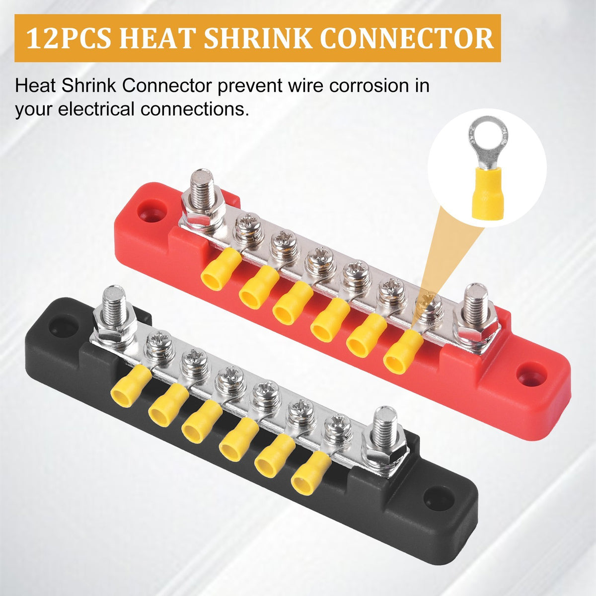 2Pcs 12V 150A Busbar 6 Way Red+Black Bus Bar Power Distribution Terminal Block