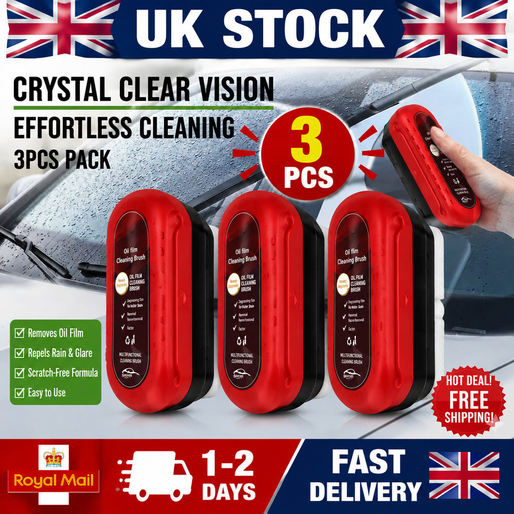 3xCar Glass Cleaning Brush Oil Film Remover Windshield Cleaner Wipe Tool Window