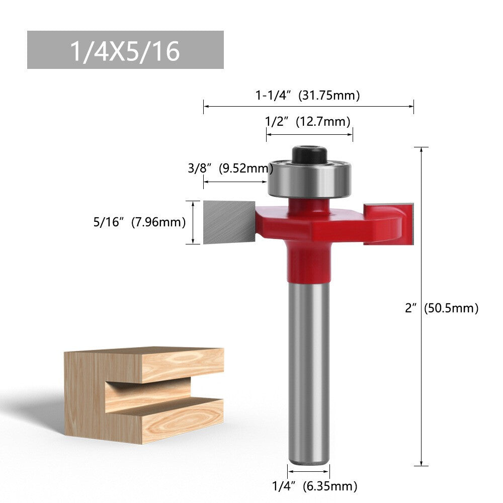 1/4 Shank Slot Cutter T-Slot Rabbet Box Slotting Biscuit Router Bit Set Jointing