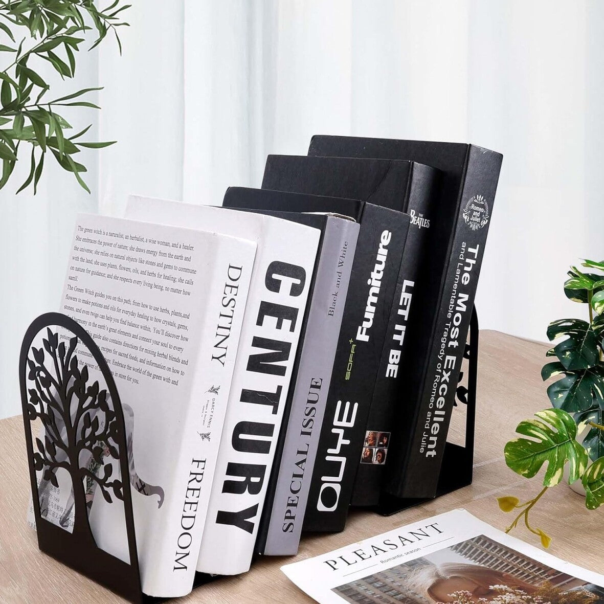 2 Pairs Decorative Heavy Duty Metal Bookends Book Ends 6.7'' Office Stationery