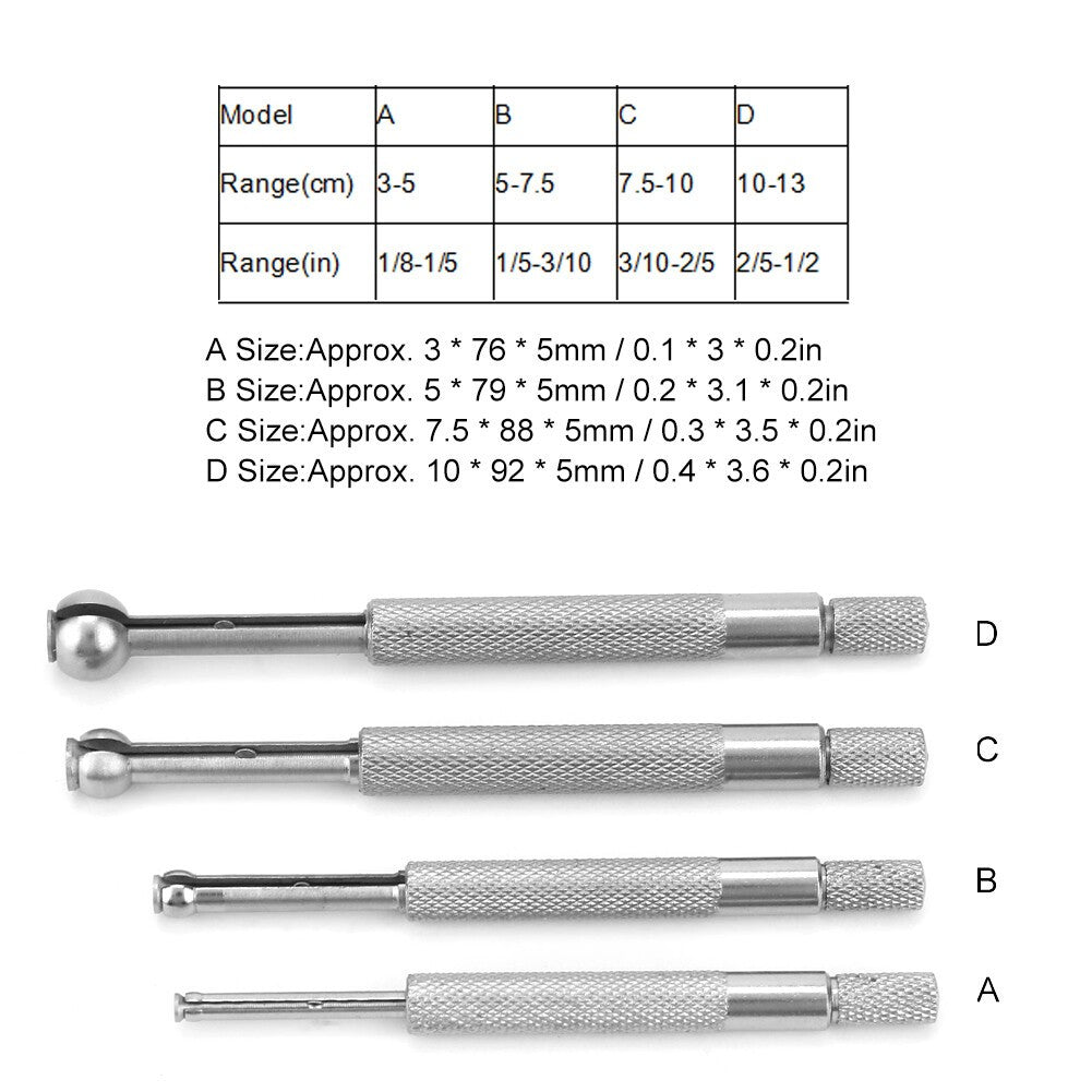 3mm-13mm Small Hole Telescopic Bore Gauge Kit 4 Pieces Full Ball Measuring Gage